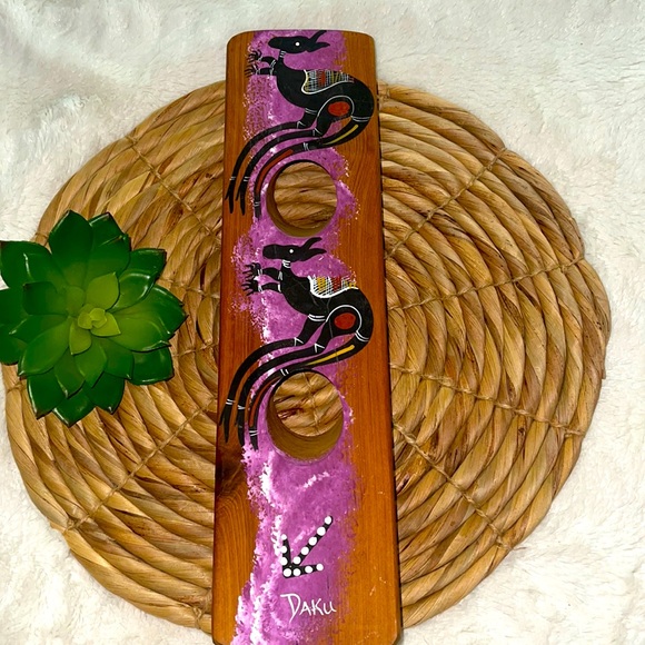 Amazing Balancing Wooden Wine Bottle Holder Double Hole 2 Bottle Capacity Daku - Picture 2 of 11